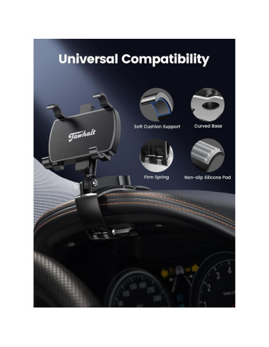Soporte para teléfono en automóvil Jawhalt 7760 360 rotación