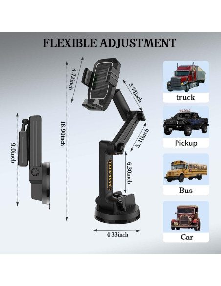 Soporte para Teléfono de Camión Light 4U con Brazo de 42.9 cm Soporte para Teléfono de Camión Light 4U con Brazo de 42.9 cm