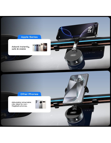Soporte para teléfono 2 en 1 XO con ventosa magnética ajustable