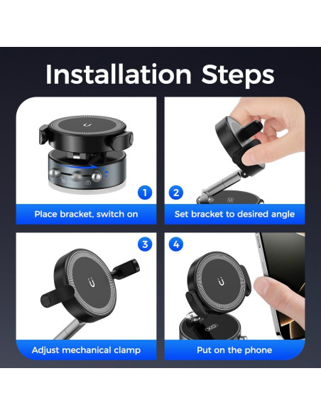 Soporte para teléfono 2 en 1 XO con ventosa magnética ajustable Soporte para teléfono 2 en 1 XO con ventosa magnética ajustable