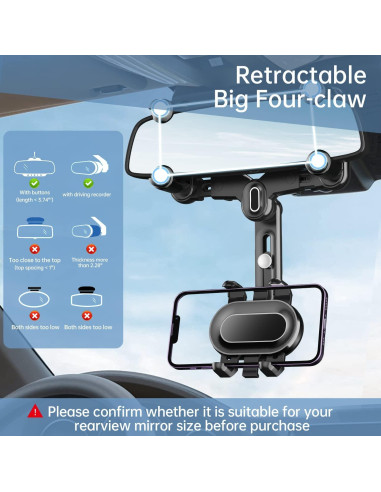 Soporte para Teléfono en Espejo Retrovisor Light 4U, Ajustable