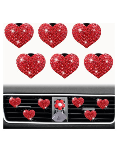 6 Clips de Ventilación Corazón Rojo Junfamilee con Fragancia