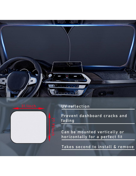 Ziciner Protector Solar para Parabrisas de Auto 2 Pcs 71.1x78.7cm Ziciner Protector Solar para Parabrisas de Auto 2 Pcs 71.1x78.7cm