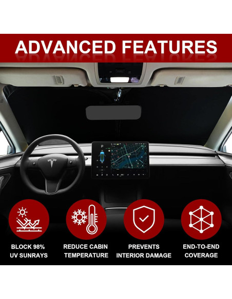 Protector Solar Parabrisas Tesla Modelo 3/Y 2016-2025 - Plegable UV Protector Solar Parabrisas Tesla Modelo 3/Y 2016-2025 - Plegable UV