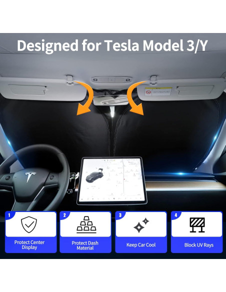 Sombrilla para Parabrisas Tesla Modelo 3/Y Chirano, UV, Plegable Sombrilla para Parabrisas Tesla Modelo 3/Y Chirano, UV, Plegable
