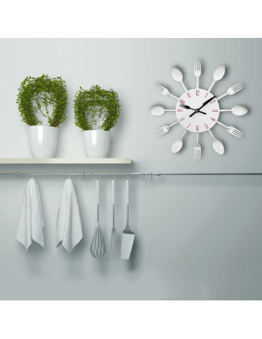 Reloj de Pared Timelike 3D Cocina Blanco 32cm Moderno