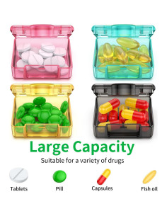 Organizador de Pastillas TecQach 4 Pcs Plástico Transparente 2