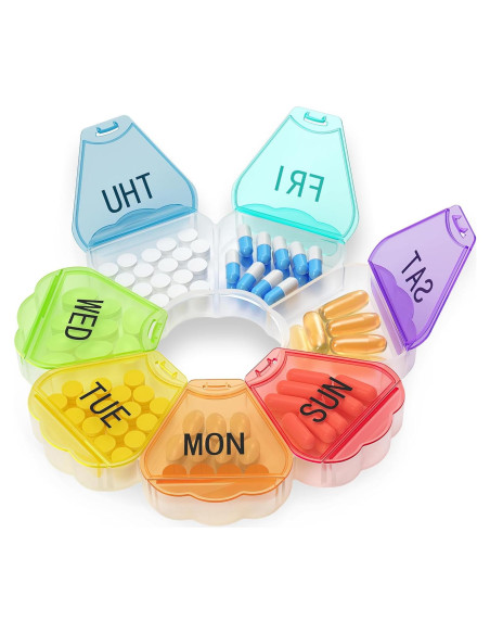Organizador de Pastillas Semanal FAHZON Arcoíris 7 Días Organizador de Pastillas Semanal FAHZON Arcoíris 7 Días
