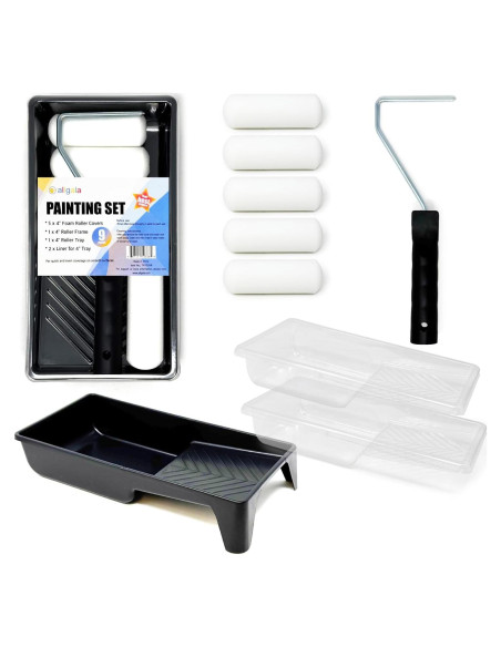 Kit de Rodillos de Pintura de Espuma Allgala 9 Piezas 4" Kit de Rodillos de Pintura de Espuma Allgala 9 Piezas 4"
