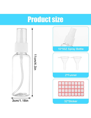 Set de 10 Botellas de Spray 50ml Qianyu Transparentes