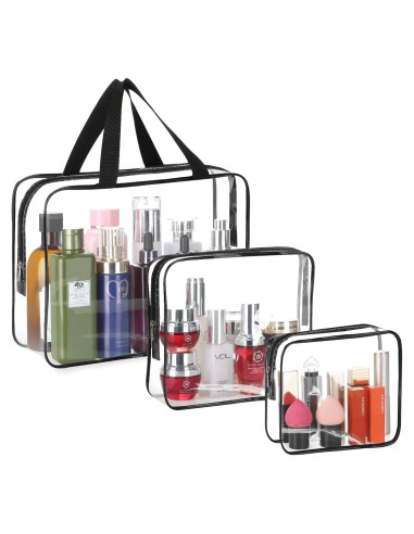HAOGUAGUA 3 Bolsas Transparentes de Viaje para Cosméticos