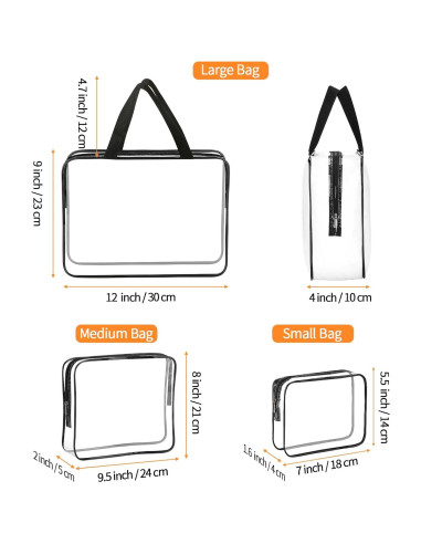 HAOGUAGUA 3 Bolsas Transparentes de Viaje para Cosméticos
