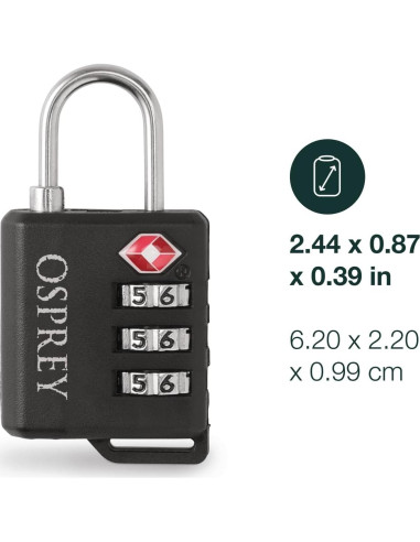 Candado de Equipaje Osprey Negro Aprobado por TSA 28g