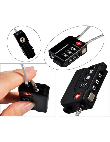 Candado de Combinación TSA Zhovee 3 Dígitos Negro 4-Pack Candado de Combinación TSA Zhovee 3 Dígitos Negro 4-Pack