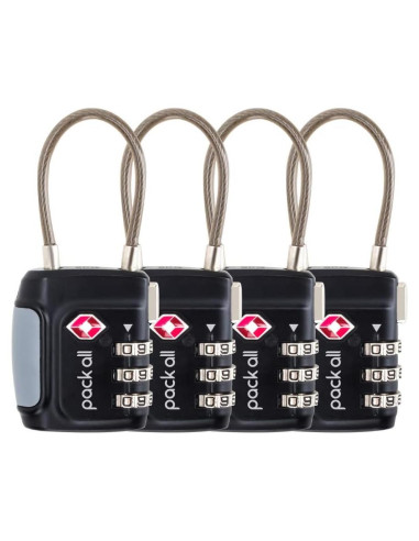 Pack de 4 Candados de Combinación TSA Pack All - Negro