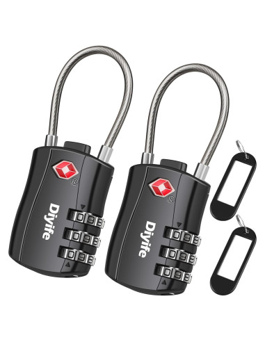 Candados de Equipaje TSA Diyife 2 Pcs Combinación 3 Dígitos