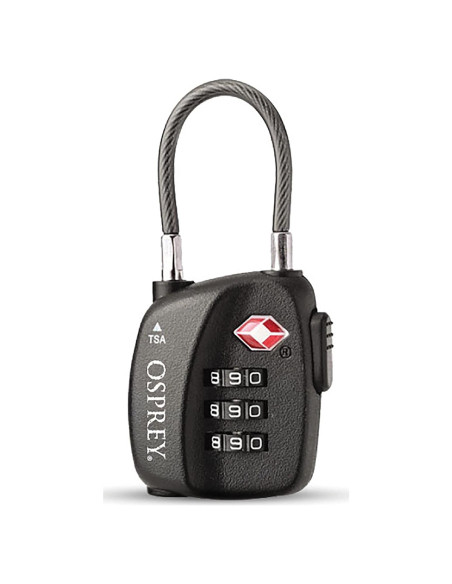 Candado de Equipaje Osprey TSA 3 Dígitos con Cable Negro Candado de Equipaje Osprey TSA 3 Dígitos con Cable Negro