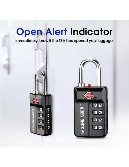 Candados de Combinación TSA Sure Lock 4 Dígitos - 2 Paquete Negro Candados de Combinación TSA Sure Lock 4 Dígitos - 2 Paquete Negro