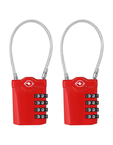 Candados de Equipaje ZHEGE TSA 4 Dígitos Rojo - 2 Piezas