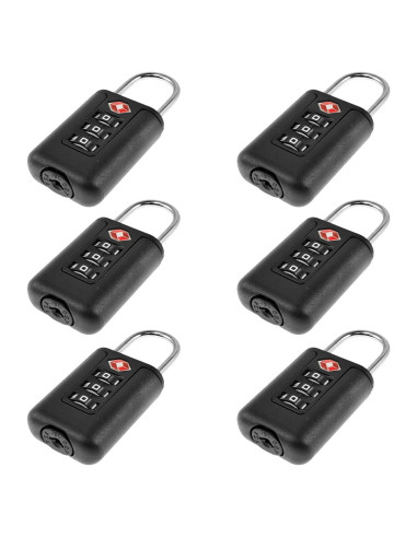 6 Candados de Equipaje TSA 3 Dígitos Acero Inoxidable TKSDWBLTY