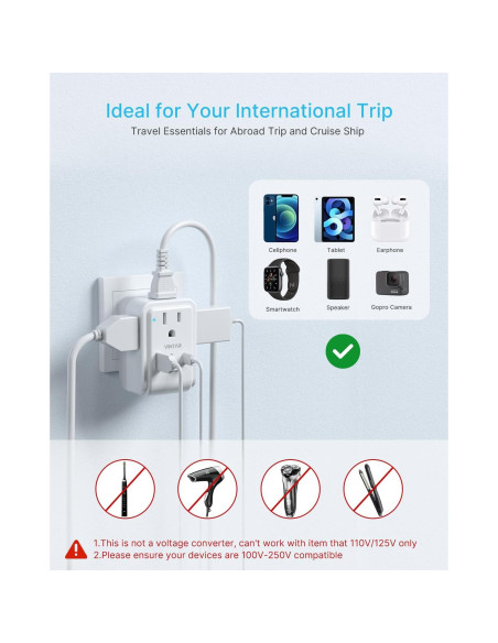 Adaptador de Enchufe de Viaje VINTAR 7 en 1 Tipo C 17W Adaptador de Enchufe de Viaje VINTAR 7 en 1 Tipo C 17W