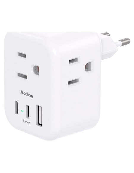 Adaptador de Enchufe de Viaje Addtam 6 en 1 con 3 Salidas y 3 USB Adaptador de Enchufe de Viaje Addtam 6 en 1 con 3 Salidas y 3 USB