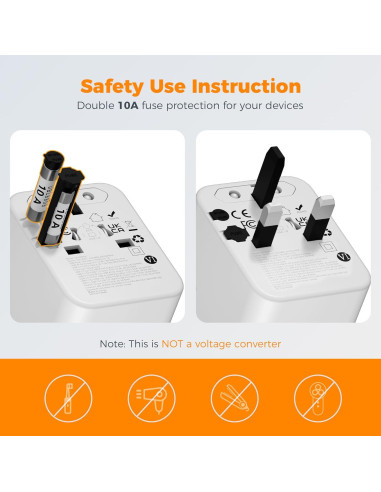 Adaptador de Viaje Universal TESSAN 28W con 5 Puertos USB