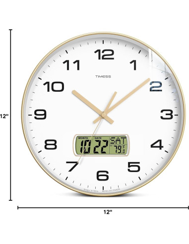 Reloj de Pared TIMESS P59 30 cm Silencioso con LCD