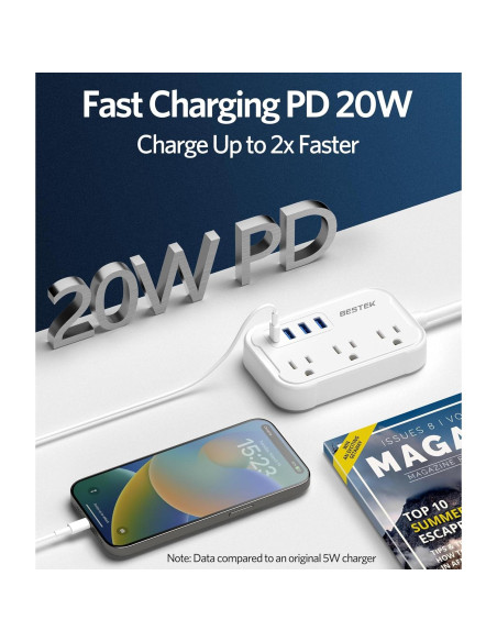 Adaptador de Enchufe de Viaje BESTEK Tipo E/F 7-en-1 USB C Adaptador de Enchufe de Viaje BESTEK Tipo E/F 7-en-1 USB C