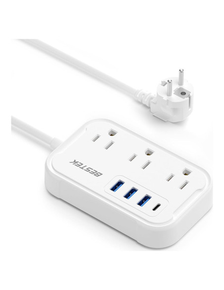 Adaptador de Enchufe de Viaje BESTEK Tipo E/F con 3 USB y PD 20W Adaptador de Enchufe de Viaje BESTEK Tipo E/F con 3 USB y PD 20W