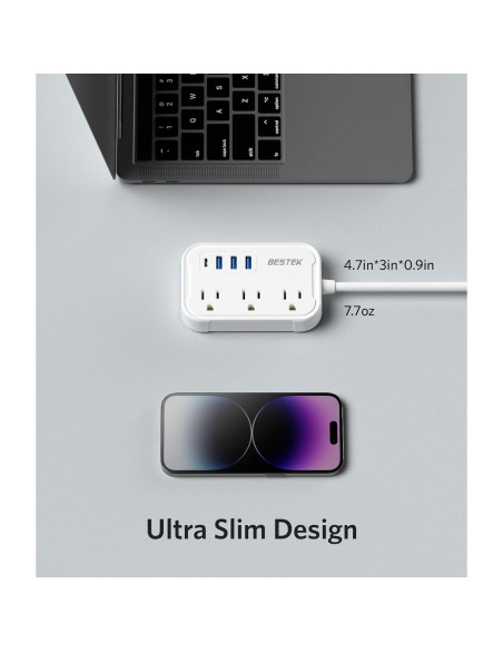 Adaptador de Enchufe de Viaje BESTEK Tipo E/F 7-en-1 USB C Adaptador de Enchufe de Viaje BESTEK Tipo E/F 7-en-1 USB C
