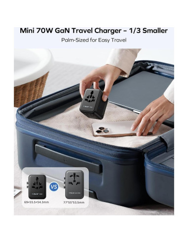 Adaptador de Viaje Universal MOMAX 70W con 7 Puertos USB