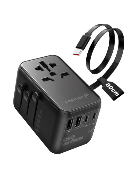 Adaptador de Viaje Universal Fosmon 35W con USB C y 4 Puertos Adaptador de Viaje Universal Fosmon 35W con USB C y 4 Puertos