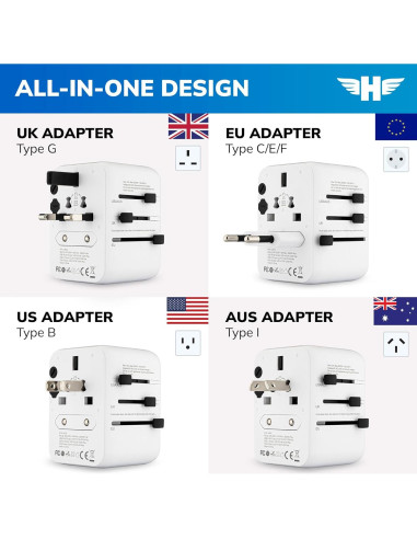 Adaptador de Viaje Universal Hero con 2 USB-A y 1 USB-C