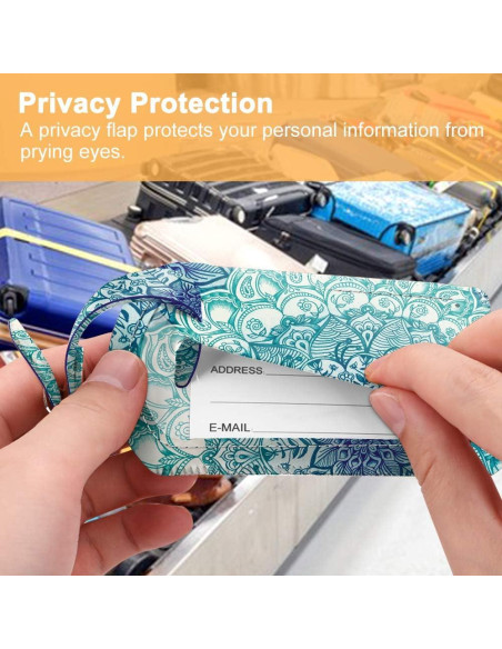 Etiquetas de Equipaje FINTIE 2 Pcs Cuero Sintético Ilusiones Esmeralda Etiquetas de Equipaje FINTIE 2 Pcs Cuero Sintético Ilusiones Esmeralda