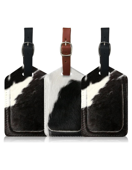 Etiqueta de Equipaje de Cuero Mulch - Paquete de 3, Pelo Arriba Etiqueta de Equipaje de Cuero Mulch - Paquete de 3, Pelo Arriba