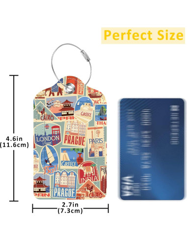 3 Etiquetas de Equipaje EOBKLAX de Cuero 7.3x11.25cm