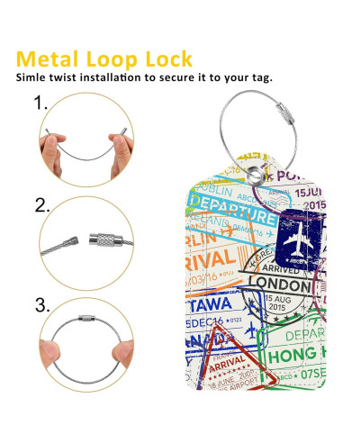 3 Etiquetas de Equipaje EOBKLAX de Cuero 7.3x11.25cm