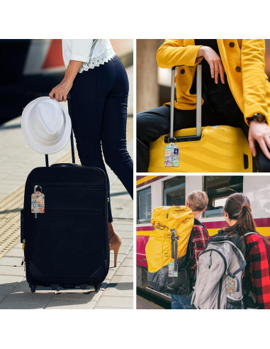 3 Etiquetas de Equipaje EOBKLAX de Cuero 7.3x11.25cm