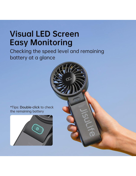 Ventilador de Mano JISULIFE Life7 - 5 Velocidades, Plegable Ventilador de Mano JISULIFE Life7 - 5 Velocidades, Plegable