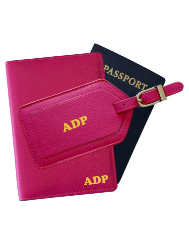 Billetera de Pasaporte de Cuero RFID Rosa Brillante Personalizada