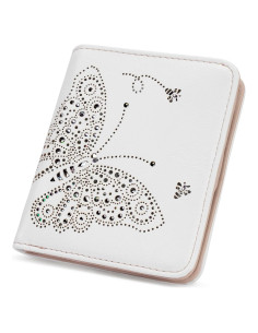 Cartera RFID Bifold KITEVIUN Blanca para Mujeres Compacta