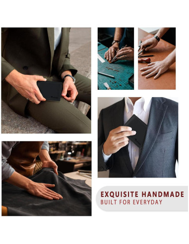 Cartera de Cuero Genuino Travelambo para Hombres - Bifold RFID
