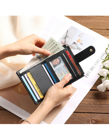 Billetera Slim GAEKEAO para Mujeres con Bloqueo RFID - Negro