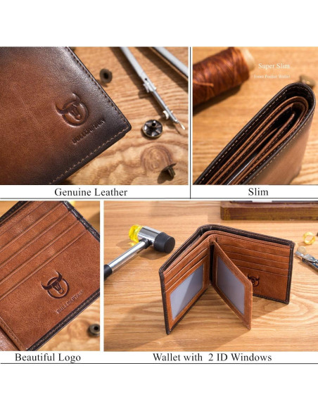 Cartera BULLCAPTAIN RFID de cuero genuino marrón QB-05 Cartera BULLCAPTAIN RFID de cuero genuino marrón QB-05