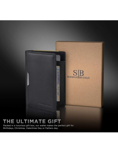 Cartera Bifold de Cuero SERMAN BRANDS con Bloqueo RFID - Negro