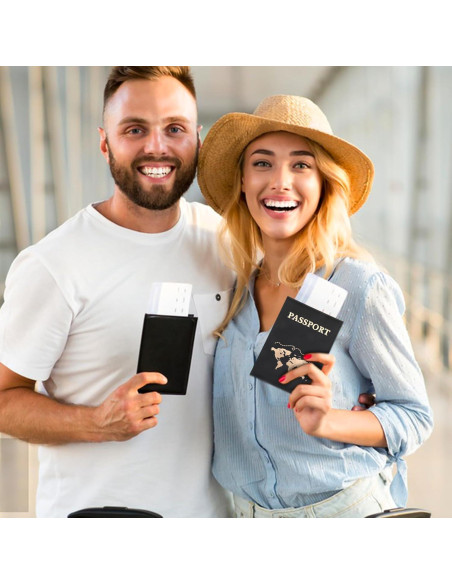 Funda de Pasaporte Negra Xthrotsenk con Ranuras para Tarjetas Funda de Pasaporte Negra Xthrotsenk con Ranuras para Tarjetas