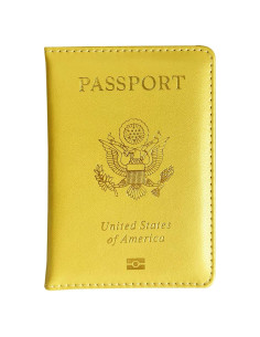 Cubierta de Pasaporte Missmore PU Cuero Amarillo - Diseño EE. UU.