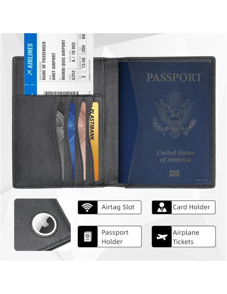 Billetera de Pasaporte RFID Oriver con Airtag - Negro Billetera de Pasaporte RFID Oriver con Airtag - Negro