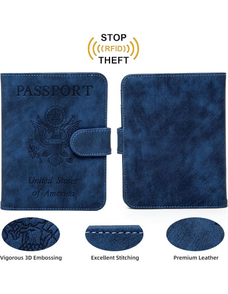 Portapasaporte Unisex Cesrg Azul Marino con Bloqueo RFID Portapasaporte Unisex Cesrg Azul Marino con Bloqueo RFID